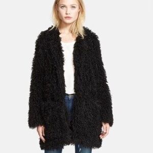 Smythe black faux fur Teddy Jacket Sz s
